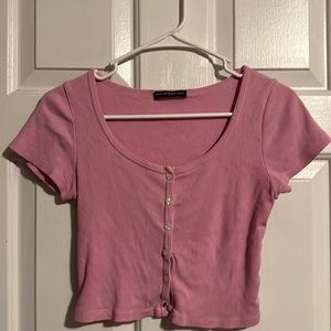 Brandy Melville Pink Button Up Crop